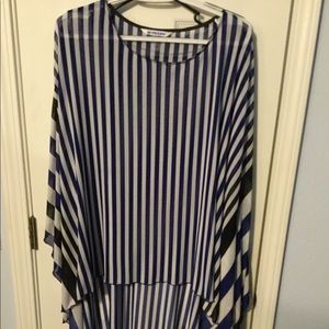 Nygard stripe mesh maxi tunic